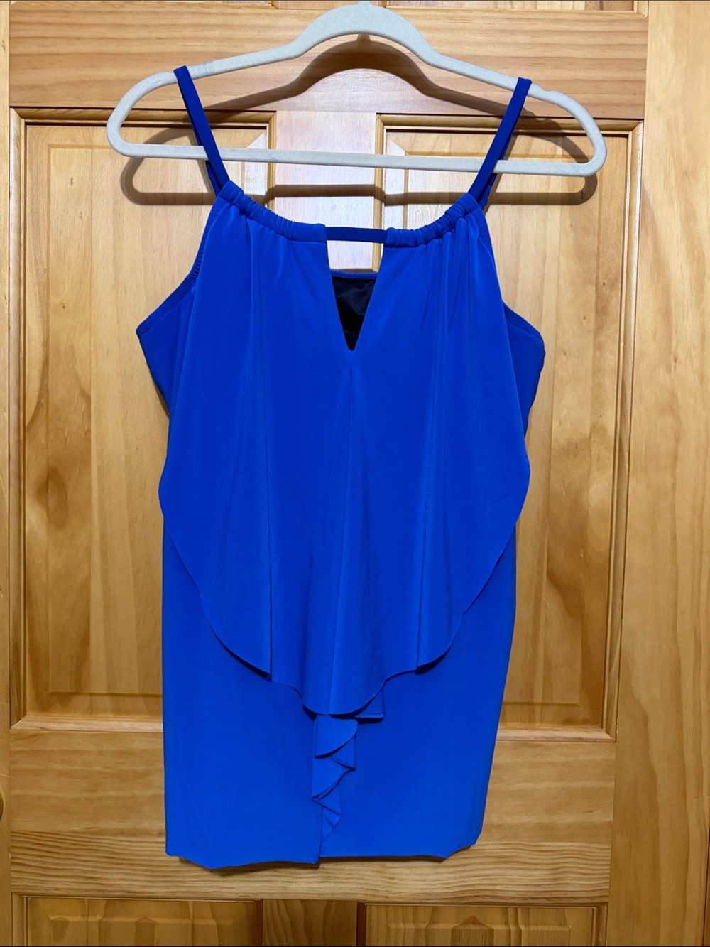 Miraclesuit Cobalt Blue Ruffle Tank Swimsuit Tankini Top, Size 14.